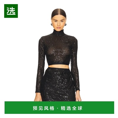 1h可退 香港直邮enza costa 女士 珠片短款高领长袖上衣 SQ30036
