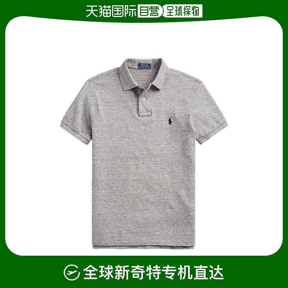 ralphlauren/拉夫劳伦男士灰色棉质珠地布徽标短袖polo衫