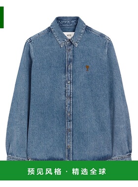 1h可退 香港直邮Ami Paris 男士 蓝色棉质夹克 USH786DE0056牛仔