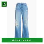 香港直邮mother 女士 Dodger 1h可退 磨破高腰直筒牛仔裤 1027812