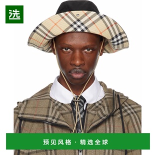 男士 巴宝莉 黑色 Check Gabardin 1h可退 Brim 香港直邮Burberry