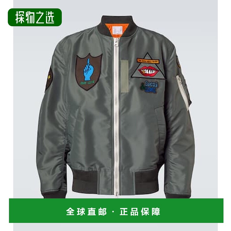 香港直邮Sacai 男士 x Mark Gonzales 贴花缝饰斜纹布短夹克