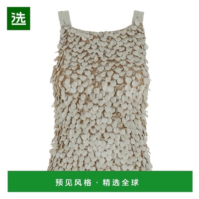 1h可退 香港直邮p a r o s h 女士 Rhinestoned 浅褐色无袖高科技