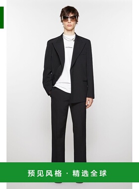 欧洲直邮Acne Studios  SS24男士黑色聚酯纤/羊毛休闲裤直筒裤