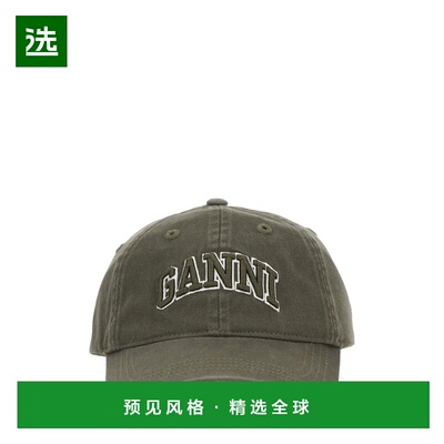 香港直邮GANNI 女士帽子 A6899861 AW2025 灰色 Washed Cotton Ca