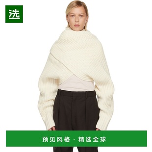 1h可退 香港直邮Sacai 女士 灰白色 Wool Knit Pullover 高领毛衣