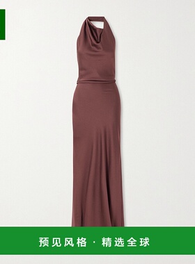 1h可退 香港直邮Simkhai 女士 Reannon 垂褶缎面挂脖礼服 1261235