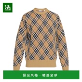 香港直邮Burberry 巴宝莉 男士 1h可退 格纹羊毛水手领毛衣 81113