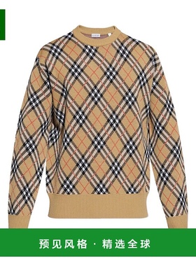 1h可退 香港直邮Burberry 巴宝莉 男士 格纹羊毛水手领毛衣 81113