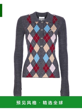 1h可退 香港直邮GANNI 甘尼 女士 深灰羊毛Polo衫 K2601 grey灰色