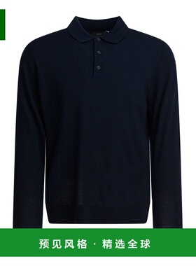 香港直邮VINCE 男士POLO衫 M05196453A403 AW2025 蓝色 长袖针织P