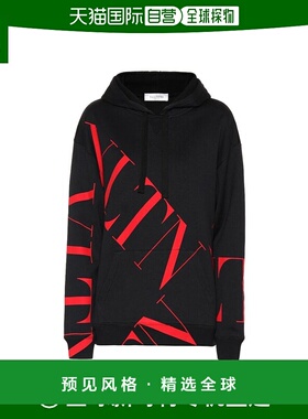 【99新未使用】香港直邮Valentino 黑色logo印花连帽卫衣 SB3MF02