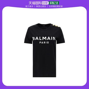 韩国直邮BALMAIN24SS短袖 BLANC NOIR T恤女BF1EF005BB02EAB