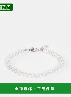 香港直邮ASOS 男士 6mm 设计玻璃人造珍珠珠饰手链(白色)