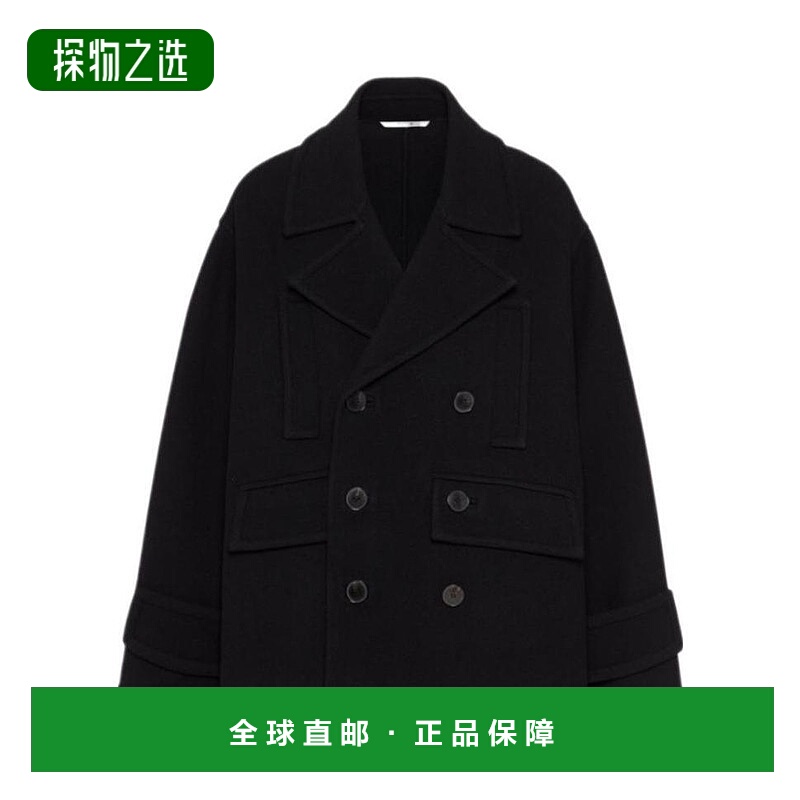 【99新未使用】香港直邮Valentino 黑色纽扣长袖大衣 WV0CJG807U3