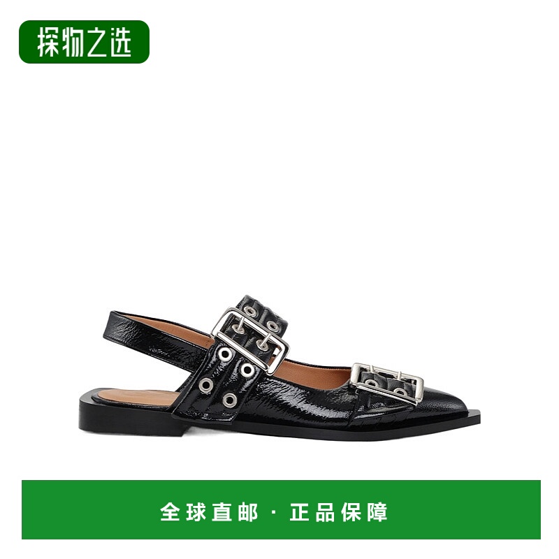 香港直邮Ganni 扣式平底凉鞋 S2730银色正品时尚流行外穿高级感