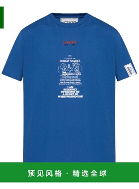 香港直邮ICEBERG 男士T恤 I1P0F01568036327 AW2025 蓝色 圆领印T
