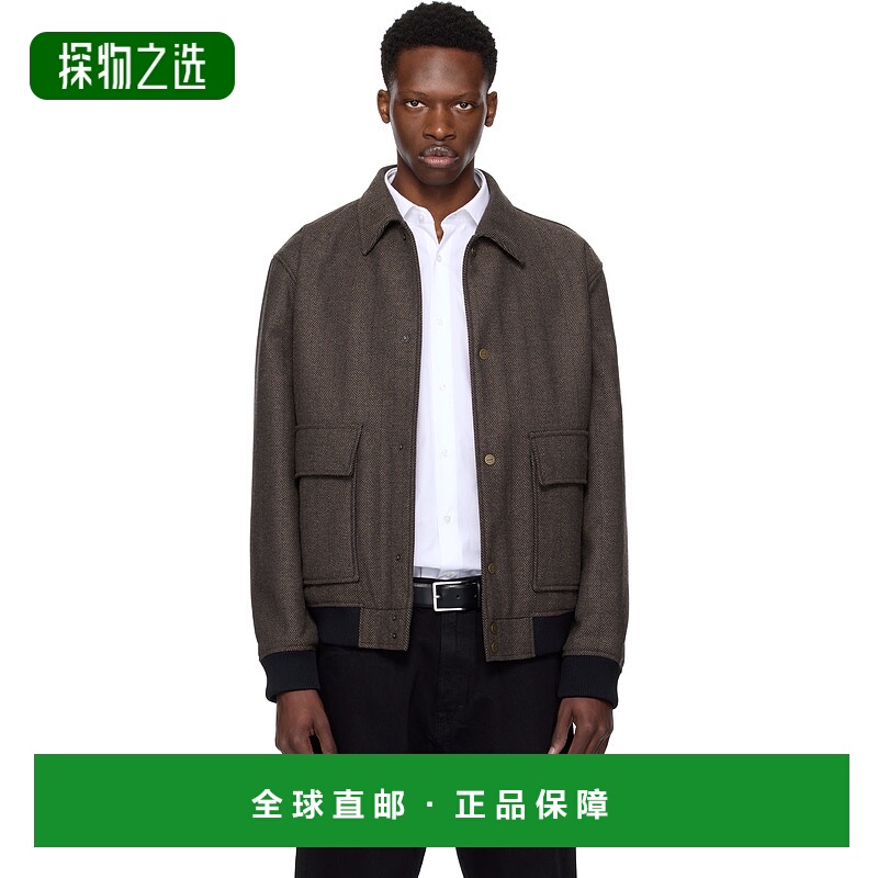 1h可退 香港直邮HUGO 雨果 男士 棕色 Herringbone 飞行员夹克 50
