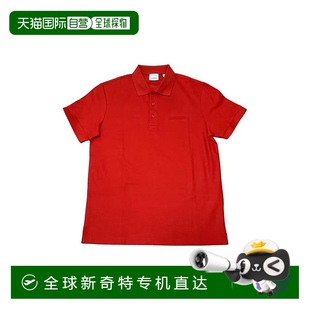 Polo衫 欧洲直邮Burberry 红色棉质字母Logo直筒短袖 博柏利 男士