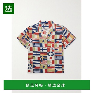 1h可退 Bode 男士 International Camp-Collar 印花亚麻