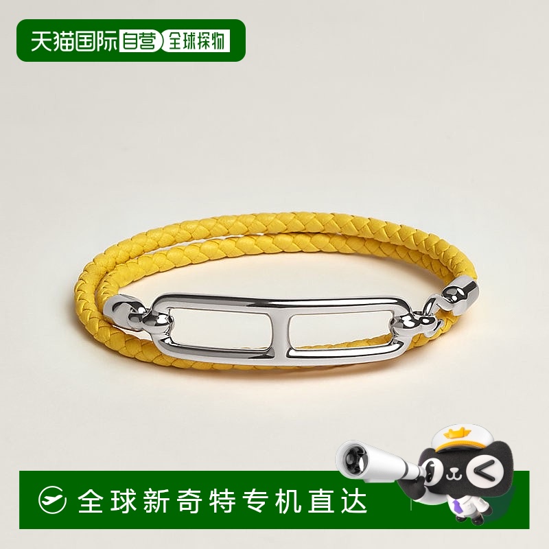 1h可退 欧洲直邮Hermes/爱马仕 女士黄色小牛皮双圈 Roulis 手链