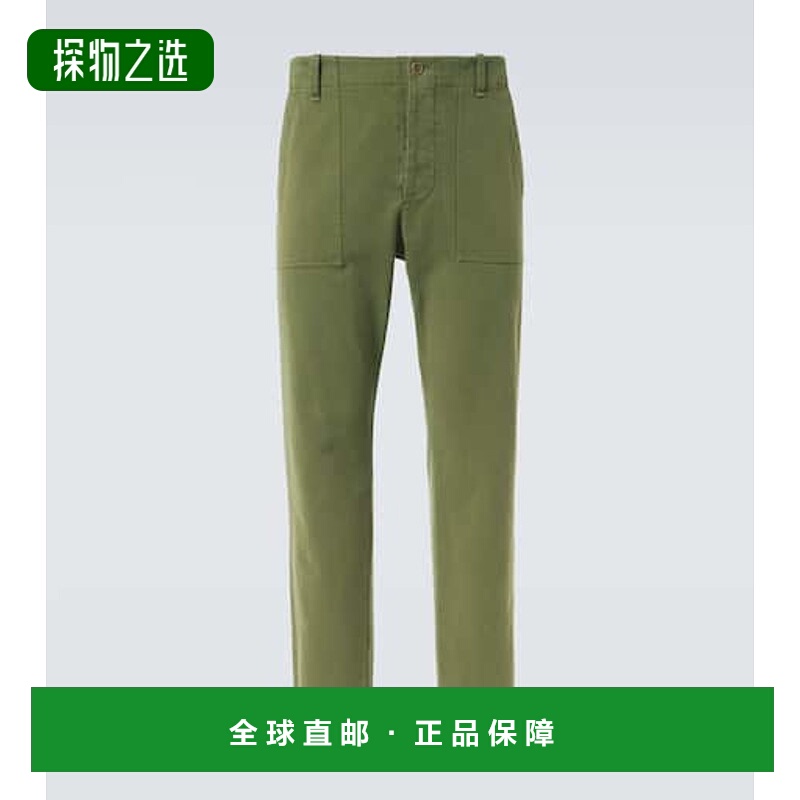 香港直邮The Row 男士 Valerio 棉质直筒长裤 green绿色 舒适时尚