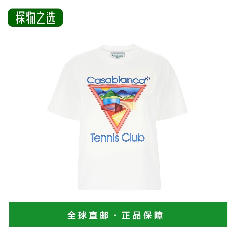 香港直邮Casablanca 女士 Club 白色棉质网球T恤 WPF25JTS04601WH