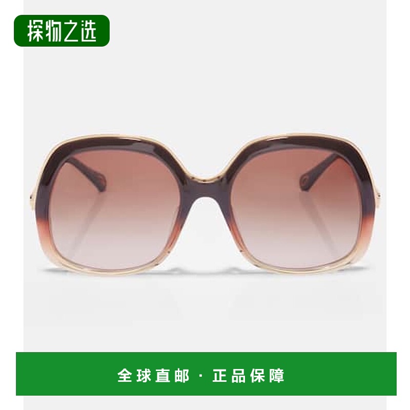 香港直邮Chloe 蔻依 女士 Leia 方框太阳眼镜 brown棕色 舒适时尚