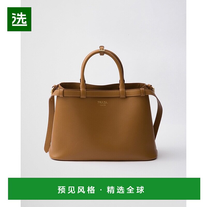 欧洲直邮PRADA（2025）Prada 双腰带扣皮革包皮包托特包单肩包