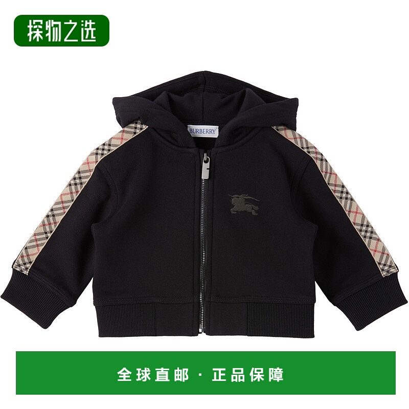 1h可退 香港直邮Burberry 巴宝莉 女童 黑色 Check Trim Cotton Z