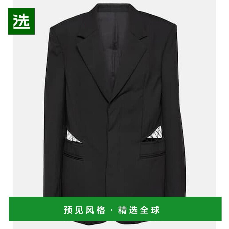 1h可退 香港直邮Dion Lee 女士 蕾丝边剪口羊毛西装外套