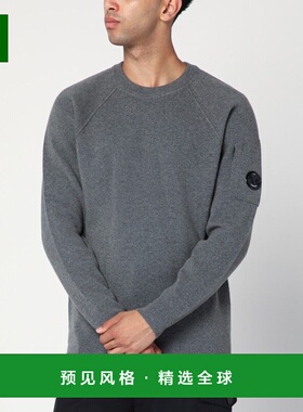 1h可退 香港直邮cp company 男士 灰色羊毛混纺毛衣 19CMKN040A11