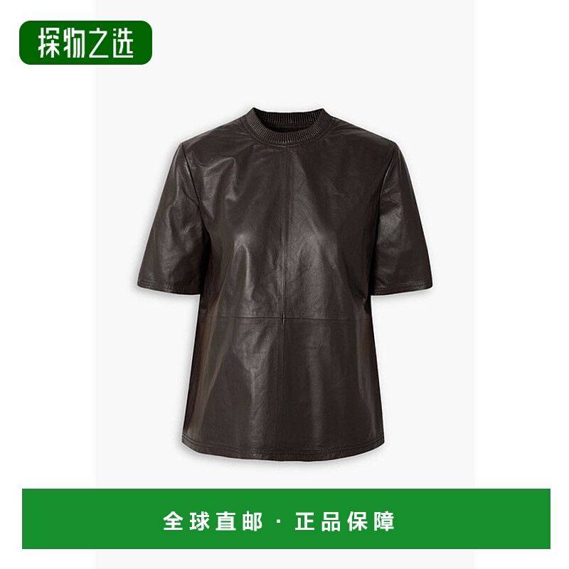 香港直邮AMIRI 女士 拼接皮革T恤 PS22WLS006210BROWN