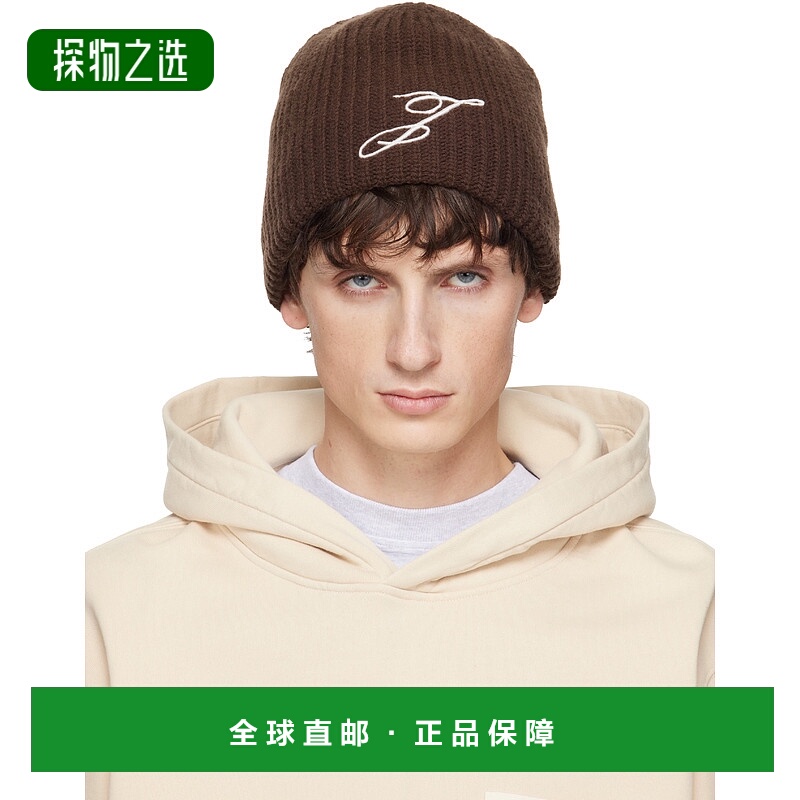 香港直邮Jacquemus 男士 棕色 The Espiral 毛线帽 25HACU00770AK