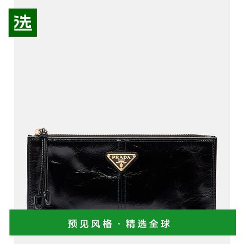 1h可退 香港直邮Prada 普拉达 女士 徽标皮革手包 black黑色 舒适