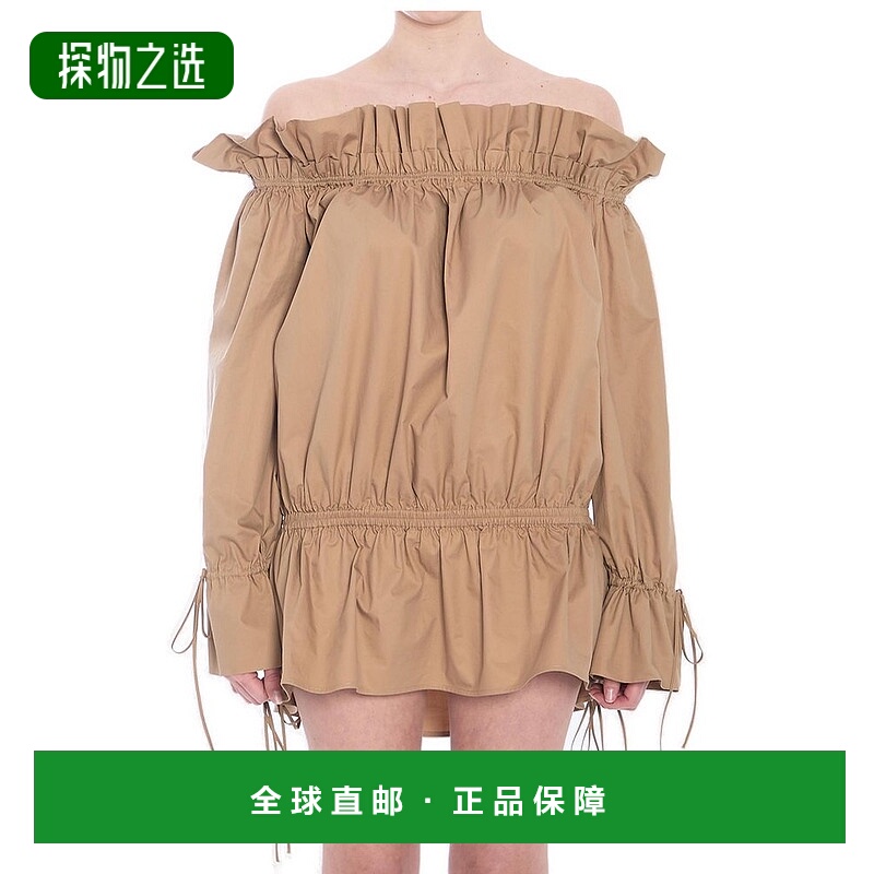 香港直邮Saint Laurent 圣罗兰 女士 棉质褶皱连衣裙 820966Y3K75