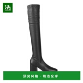 1h可退 靴圆头方跟拉链真皮纯色潮流 Far女士时装 美国直邮