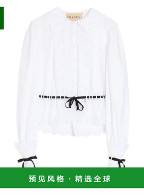 香港直邮valentino 华伦天奴 女士 刺繡領帶細部長袖襯衫 7B3AB7N