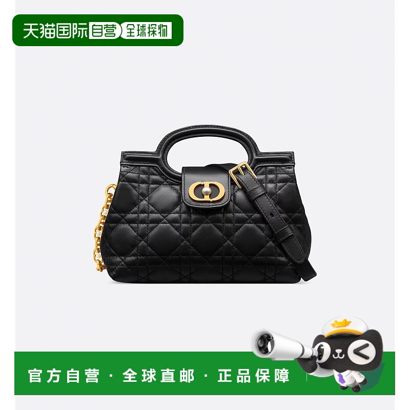 自营1h可退 欧洲直邮DIOR迪奥 Jolie Top Handle 黑色羊皮革藤格
