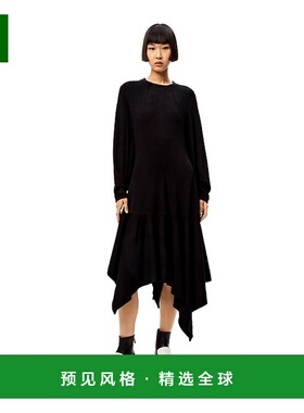 香港直邮Loewe 黑色长袖不规则下摆连衣裙 S540Y09XAK
