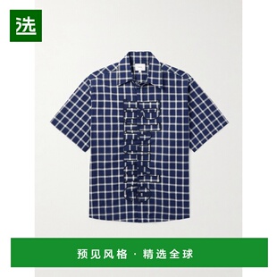 1h可退 香港直邮Rhude 男士 Logo刺绣格纹棉质府绸衬衫 RHPF25SR0