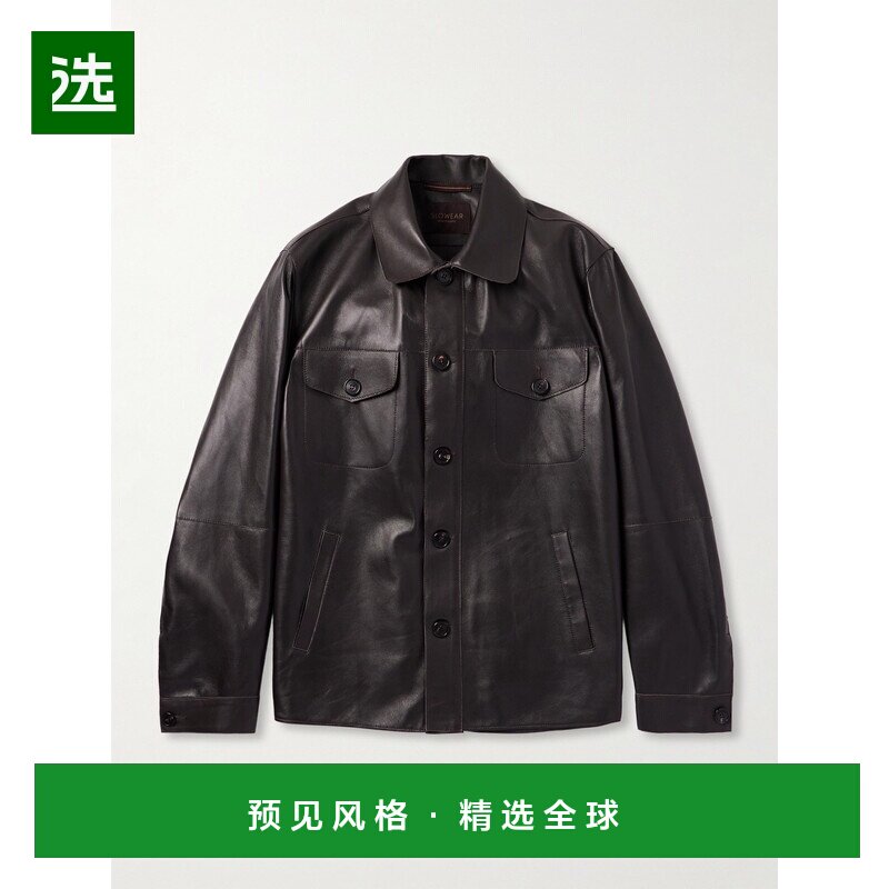 香港直邮1h可退 Slowear 男士 Montedoro 皮革衬衫式夹克 6P0052M