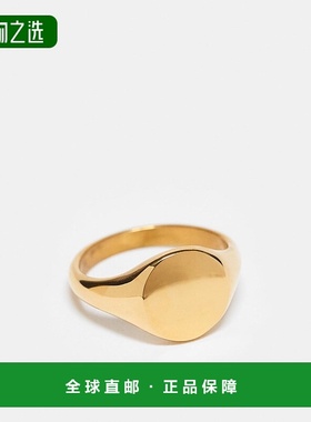 香港直邮ASOS 男士 signet 设计防水不锈钢戒指(金色)