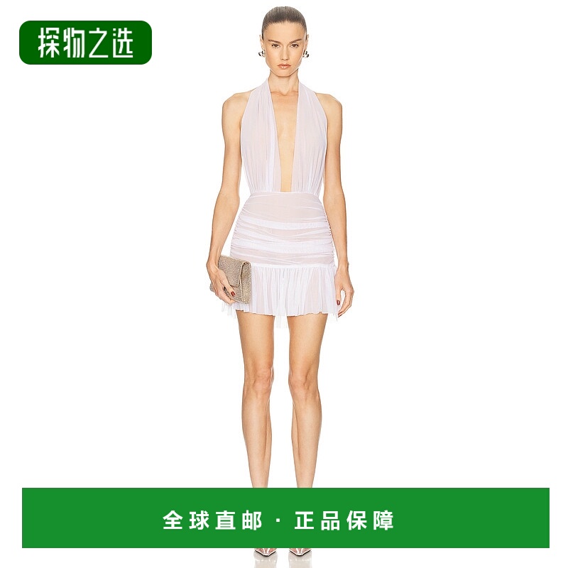 1h可退 香港直邮NORMA KAMALI 诺玛·卡玛丽 女士 皱褶挂脖迷你连