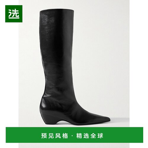 1h可退 香港直邮KHAITE 女士 Sybil 漆皮及膝靴子 F1103943长筒靴
