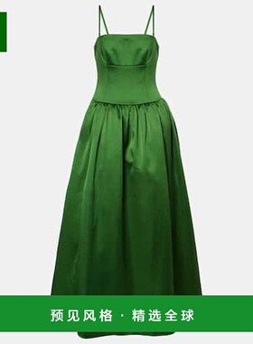 香港直邮Self-Portrait 女士 缎面长款连衣裙 green绿色 舒适时尚