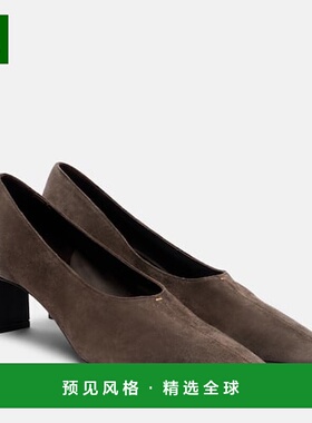 1h可退 香港直邮KHAITE 女士 Celia 50 绒面革浅口鞋 brown棕色