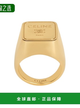 香港直邮Celine TRIOMPHE SQUARE金色饰面徽章戒指 B104W6BRA.