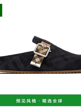 1h可退 香港直邮Burberry 巴宝莉 男士 黑色 Check Suede Urchin