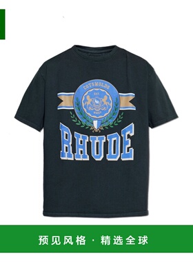 香港直邮RHUDE 男士T恤 RHPF25TT060120027 AW2025 黑色 徽章印花